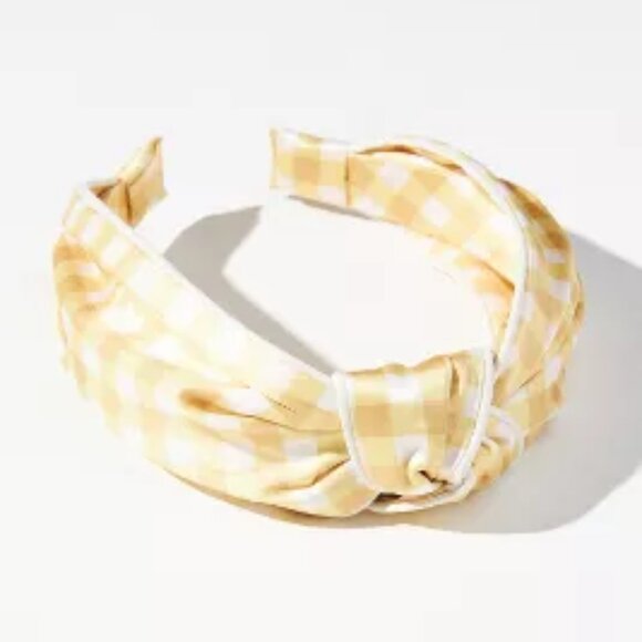 Anthropologie Accessories - Everly Gingham Knot Headband (NEW) (yellow and white)